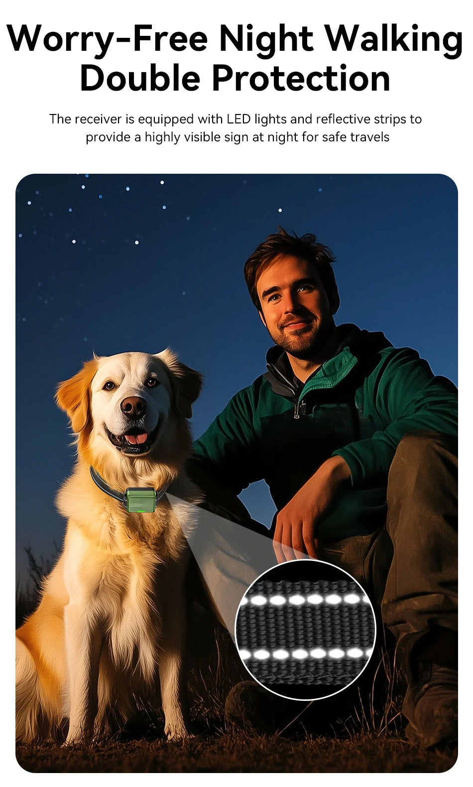 ROJECO Electric Dog Training Collar IPX7 Waterproof Dog Bark Stop Collar With Remote Control Rechargeable Anti Barking Device