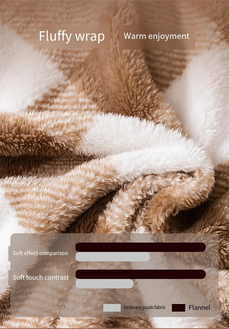 Winter Cream Color Plaid Flannel Pet Blanket, Double-Sided Soft Warm Fleece Throw for Small Dogs and Cats，Warm Cuddler Bed Mat