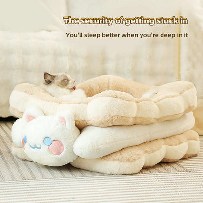 HOOPET Cat Bed Sandwich Cookie Cat Nest Winter Warm Thickened Cat Bed Winter Cat Kitten Sleeping With Pet Kennel