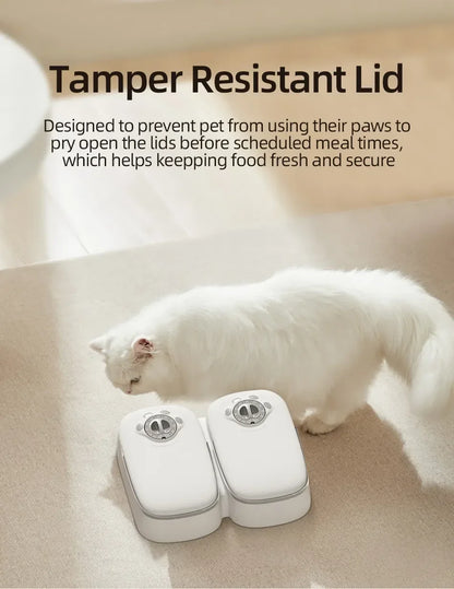 2 Meals Timed Automatic Dog Feeder Dual Bowls Smart Cat Food Dispenser Wet Dry Pet Food Dispenser Pet Feeder Cat Accessories