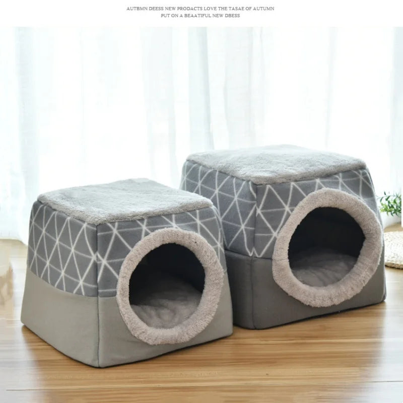 Closed Pet Sleeping House Dogs Cat Bed Suit For Winter Puppy Nest Winter Warm Cat Litter Pet Villa Closed Kennel Pet Supplies