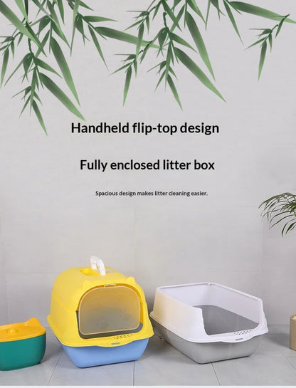 Cleaning Cat Litter Box Large Enclosed Anti Splash UV Sterilization Odor Control Pet Toilet Cat Supplies Cat Litter Catcher