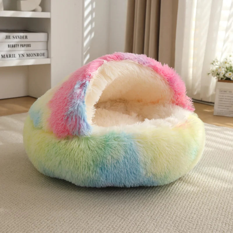 Pet Autumn and Winter Warm Shell Semi-Enclosed Cat Bed Pure Cotton Pet Cat Bed Semi-Enclosed Dog Bed Dog Bed Enclosed Cat Bed