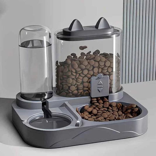 2-in-1 Large Pet Feeder & Water Dispenser, Dry Wet Separation, Durable Plastic, Transparent, No Battery, For Cats Dogs Travel