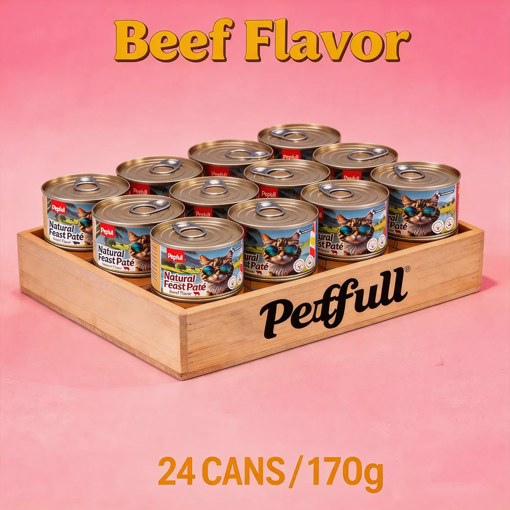 Petfull Cat Canned for Cat and Dog Pet Food 170gx24Cans Tuna Beef Salmon Chicken Flaver Cat Food Cans