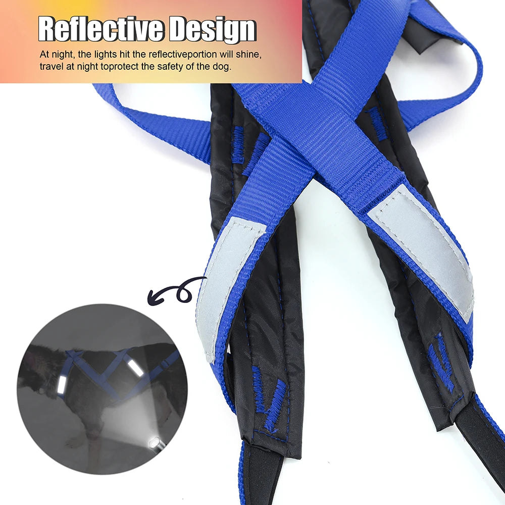 Dog Sledding Harness Refletive Pet Weight Pulling Sled Harness Vest For Medium Large Dogs Husky Canicross Skijoring Scootering