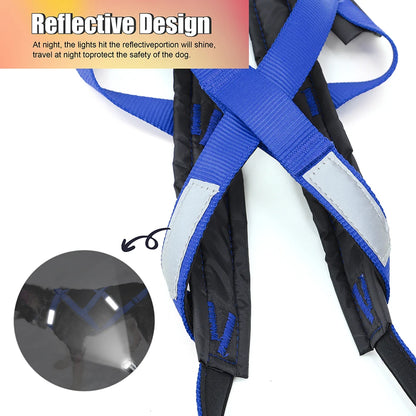 Dog Sledding Harness Refletive Pet Weight Pulling Sled Harness Vest For Medium Large Dogs Husky Canicross Skijoring Scootering