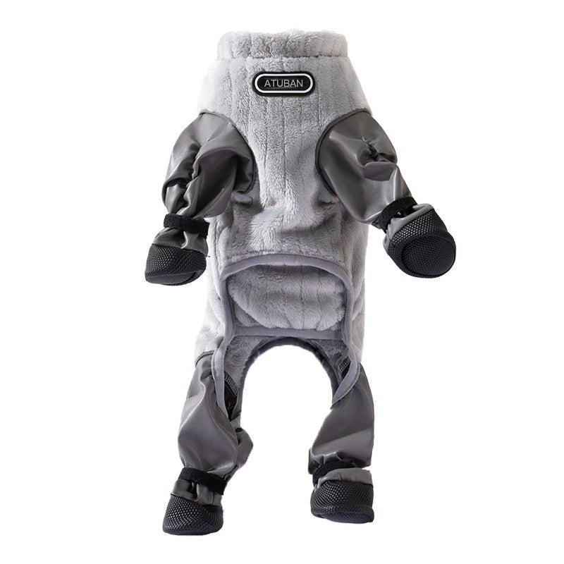 ATUBAN Dog Coat Warm Fleece Dog Jacket,Windproof Dogs Winter Coat with Harness Built in,Reflective Turtleneck Dogs Snowsuit