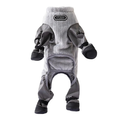 ATUBAN Dog Coat Warm Fleece Dog Jacket,Windproof Dogs Winter Coat with Harness Built in,Reflective Turtleneck Dogs Snowsuit