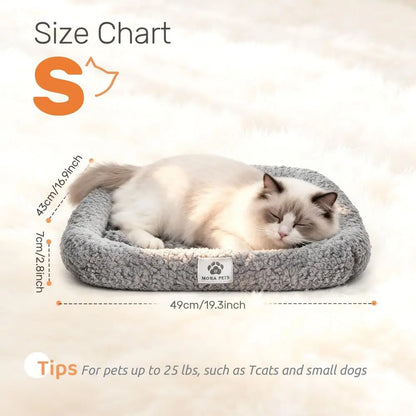 Self Warming Cat Bed Self Heating Pet Pad with Bolster and Foam Washable Removable Cover Non Slip Thermal Sherpa Fabric Pet Mat