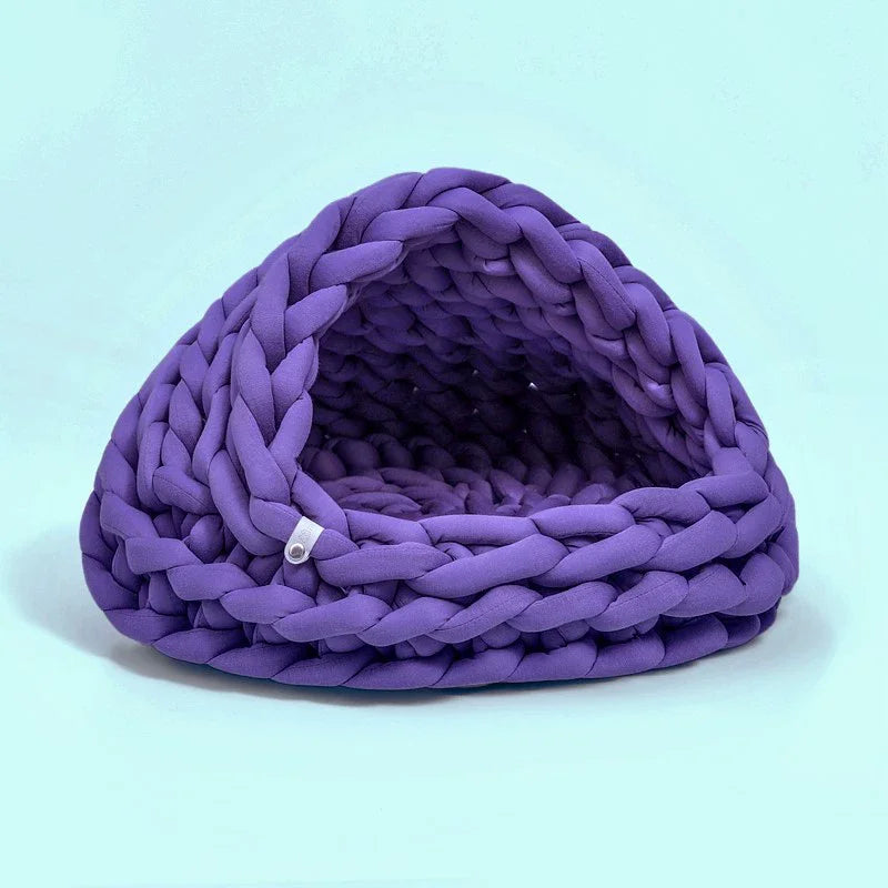 Cute Cat Bed Nest Small Dog Kennel Winter Thick House Weaving Pet Puppy Sleeping Bag Super Soft Cat Sleeping Bed Pet Cushion