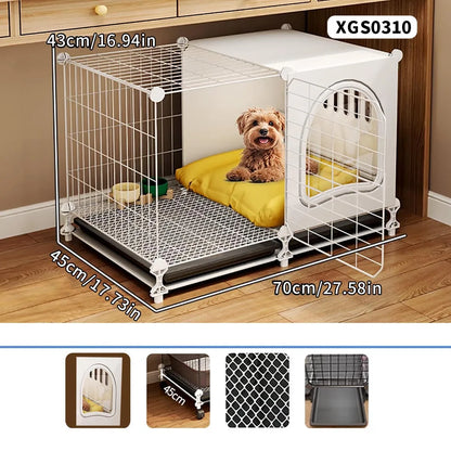 Dog Cage for Small and Medium-Sized Dogs, Indoor Household Use, Teddy Bichon Dog House with Tray, Integrated Toilet, Cat Cage, Dog Fence
