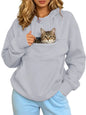 Pet Lover Sweatshirt Women Pet Carrier Hoodie With Pet Pocket Drawstring Long Sleeve Cat Dog Holding Pullover Solid Loose Casual