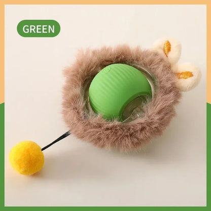 LEMEENQ Cat Interactive Ball Toy Auto Rolling Ball with Tail Rechargeable Smart Pet Interactive Toy Intelligent Mouse for Cat