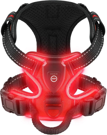 LED Glowing Luminous Dog Harnesses Essential for Dog Walking Safety At Night Dog Vest with Three LED Light Modes Rechargeable