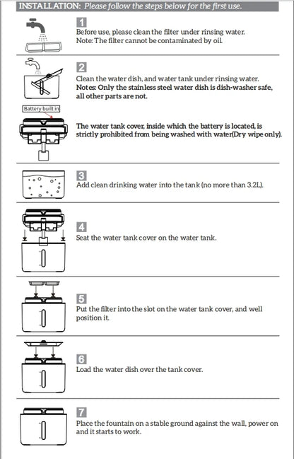 Pet Water Fountain Filter, Wireless Sensor Drinker, Pet Feeder for Cat and Dog, Water Dispenser, Auto Drinking Fountain