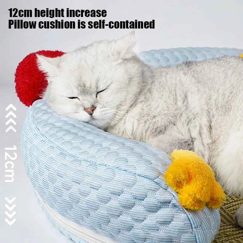 5Layer Breathable Cooling Pet Bed Mat Non-Slip Ice Mat with Pillow for Dogs Cats Washable Summer Pet Sleeping Bed Small Medium