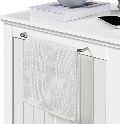 Wooden Cat Litter Box Enclosure with Towel Bar, Pet Washroom Cabinet, White Modern Furniture