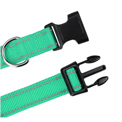 Reflective Dog Collar Strap With Adjustable Safety Nylon Pet Collar Pet Traction Rope Suitable For Small And Medium-Sized Pets