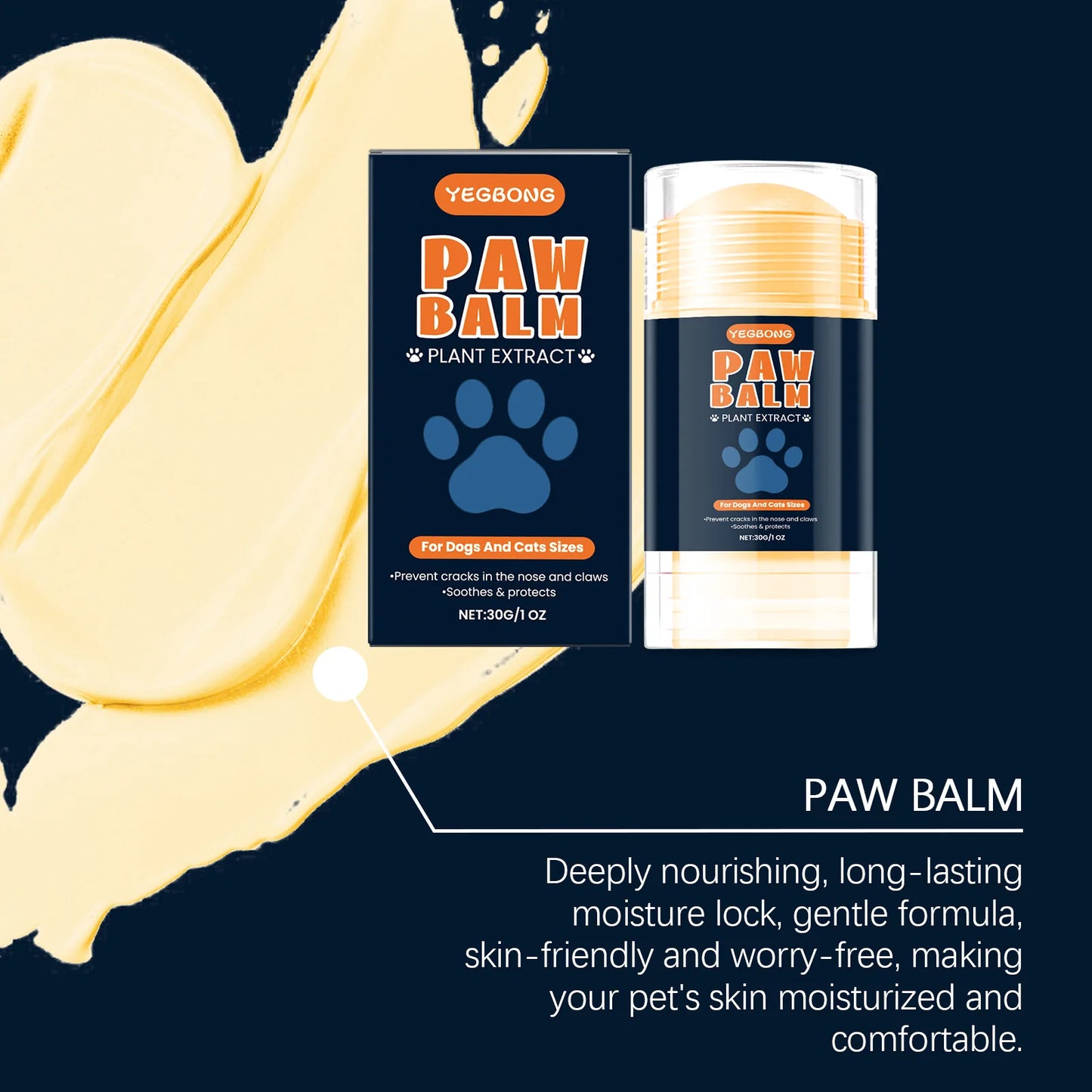 YEGBONG Pet Paw Stick for Dogs Cats Natural Balm Dry Cracked Paws Protection Hypoallergenic Safe Licking Nourishing Care Winter