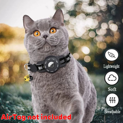 for Apple Air Tag Tracker Breakaway Cat Collar, with Airtag Case Reflective Kitten Collar with Bell for Cats,Small Dog Collar