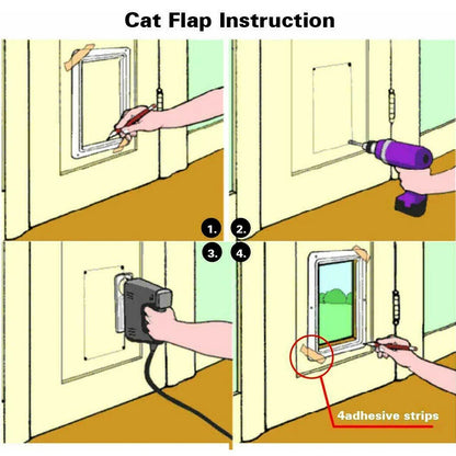 Cat Flap Door with 4 Way Security Lock Puppy Kitten Safety In&out Pet Door ABS Plastic Small Pet Gate Dog Cat Kitten Flap Door