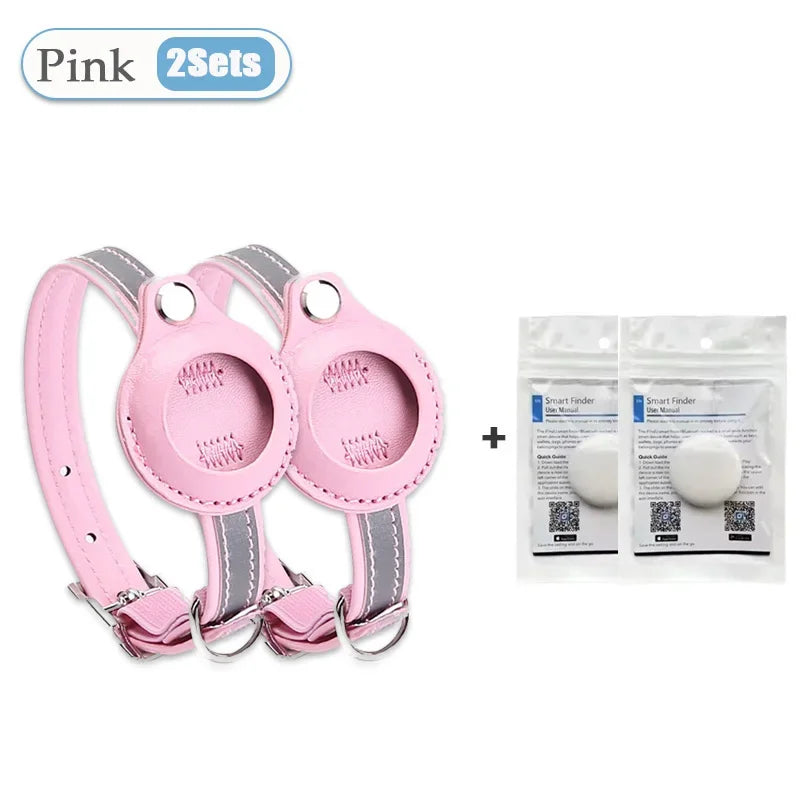 Pet GPS Tracker Leather Pet Adjustable Collars for Apple Airtag Location Tracker Dog Cat Anti-lost Reflective Protection Case