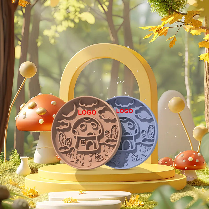 New Mushroom Dog Slow Food Bowl Silicone Pet Bowl Anti-choking Slow Food Pet Planet Silicone Bowl Suction Cup Licking Pad 2 in 1