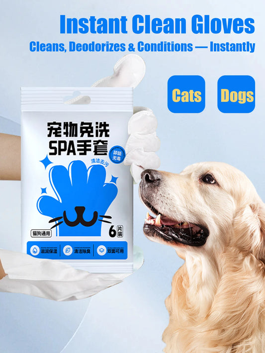 12 Pcs Pet Cleaning Gloves Waterless Bath Deodorizing Wipes Reusable Wash Mitts for Grooming Cats And Dogs Home Travel Use