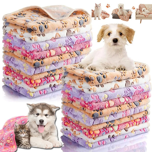 Dog Blankets Cat Soft Fluffy Fleece Pet Blanket Warm Cute Print Design Puppy Kitten Doggy Paw Small
