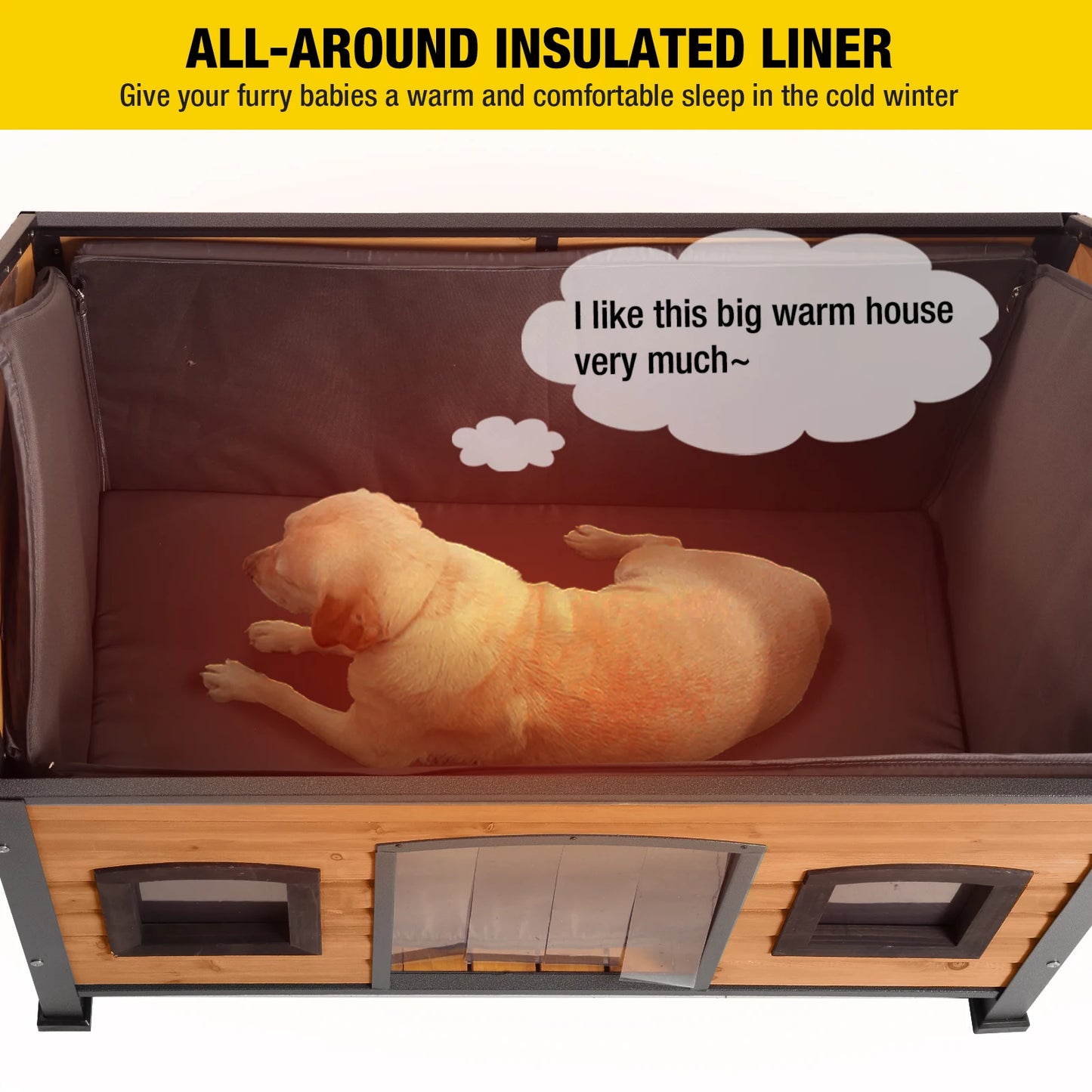 Insulated Outdoor Dog House| Liner Inside