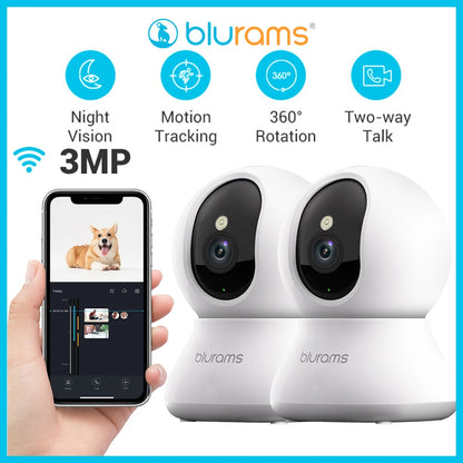 Blurams Pet Camera 2K, 360° Indoor Security Camera, Dog Camera with Phone App, PTZ Cameras for Home Security Indoor, 2-Way Audio