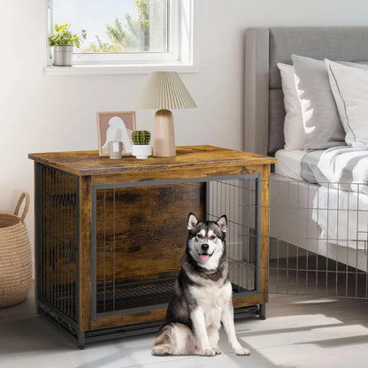 Dog Crate Furniture, Wooden Dogs Crate Table, Double-Doors Dogs Furniture, Indoor Doges Kennel, Dog House,Customized