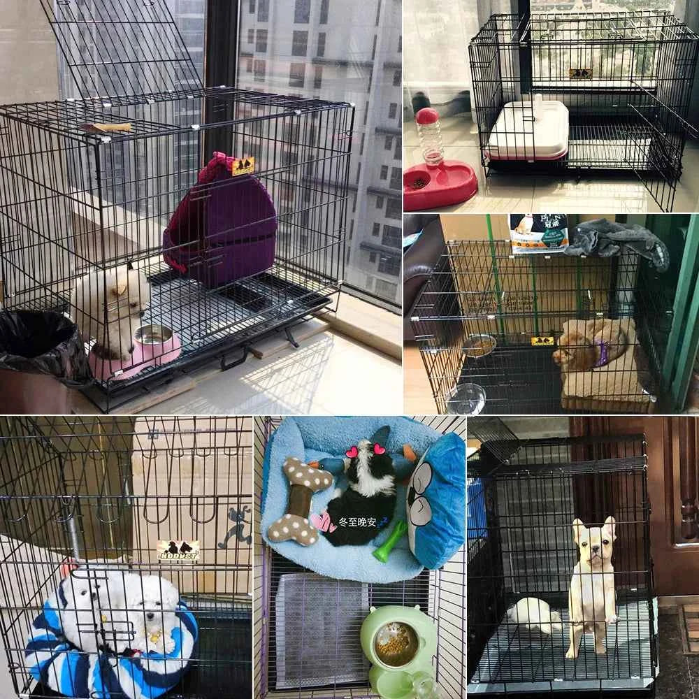 HOOPET Dog Cage Collapsible Indoor Pen Folding Exercise Crates Small Large  Dog Cage Metal Kennels Dog Crate