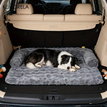 Thickened Warm Imitation Rabbit Fur Dog Bed Luxury Plush Pet Mattress with Pillow Scratch-Resistant Anti-Slip for Medium Dogs