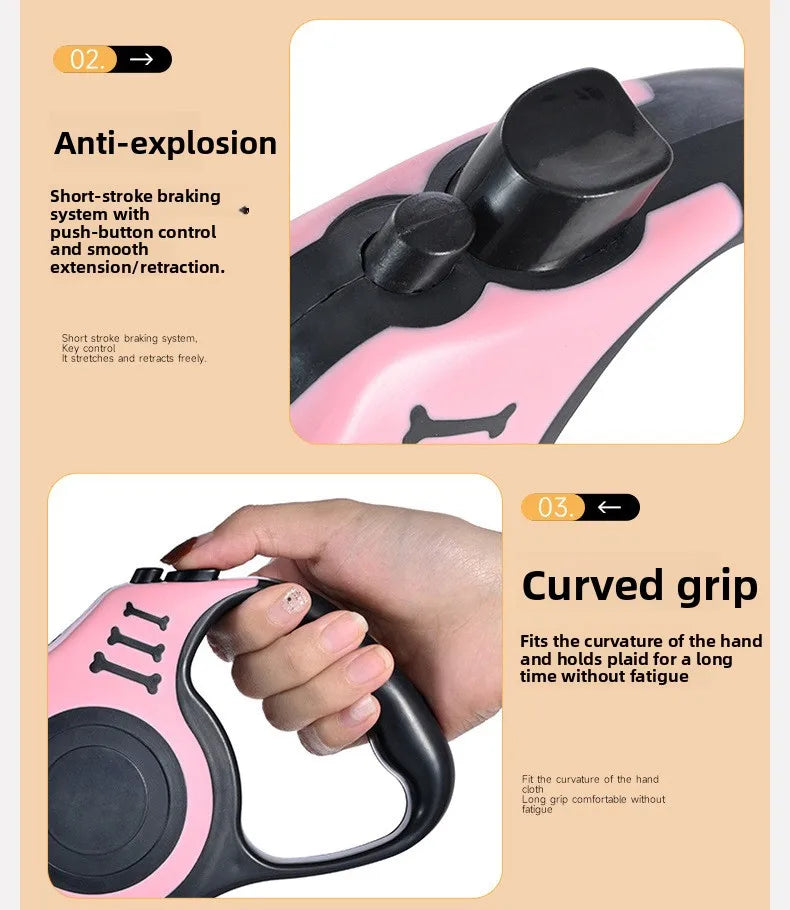 Pet Supplies Button Automatic Telescopic Leash, Super Strong Pulling Force Dog Walking Leash, Explosion-proof Dog Flushing Leash