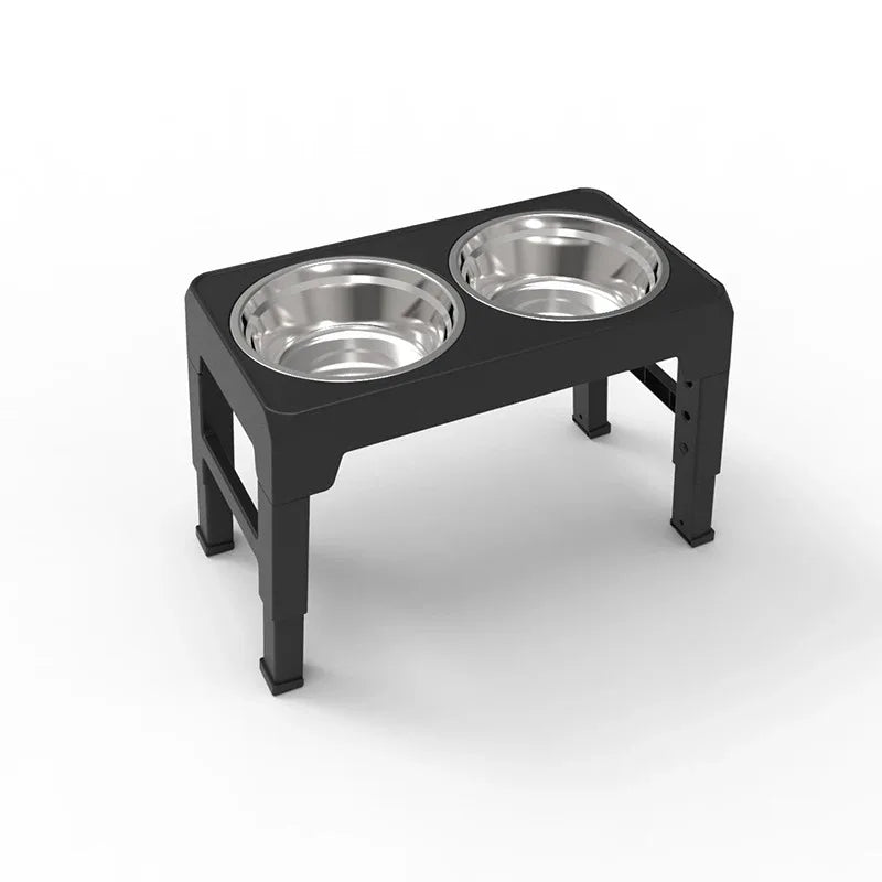 Dog Feeder Stand Elevated Adjustable, Stainless Steel Bowls Double, Raised Food Water Bowls for Small Medium Large Dogs