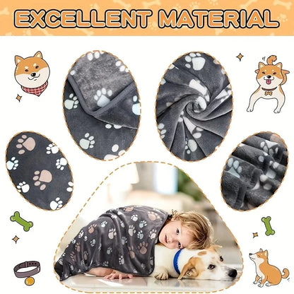 3PCS Soft Flannel Fleece Cat Dog Blanket Bed Mats Paw Foot Print Warm Pet Blanket Sleeping Beds Cover Mat For Pets Supplies
