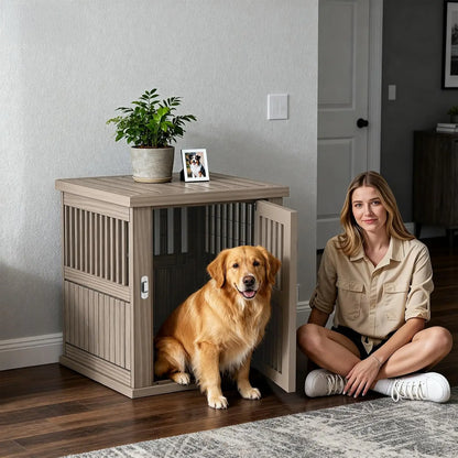 30 INCH Dog Crate Furniture Lockable Indoor Dog Kennel Dogs Cage Heavy Duty Decorative Pet Cage End Table for Small/Medium Dogs,