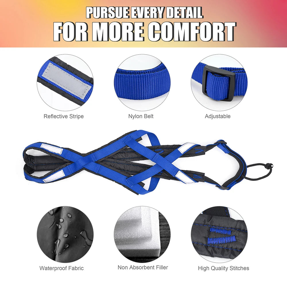 Dog Sledding Harness Refletive Pet Weight Pulling Sled Harness Vest For Medium Large Dogs Husky Canicross Skijoring Scootering