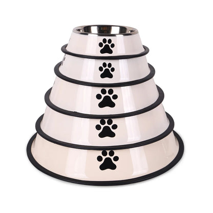Stainless steel large capacity pet bowl dog food bowl multiple specifications anti-fall food bowl food bowl feeding pet supplies