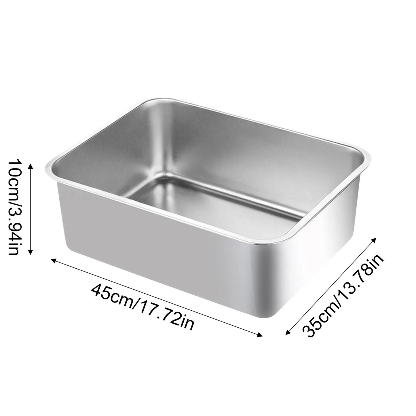Stainless Steel Cat Litter Box For Big Cats, Household Flat Bottom Cat Litter Pan Large Metal Cat Litter Box-Easy To Clean