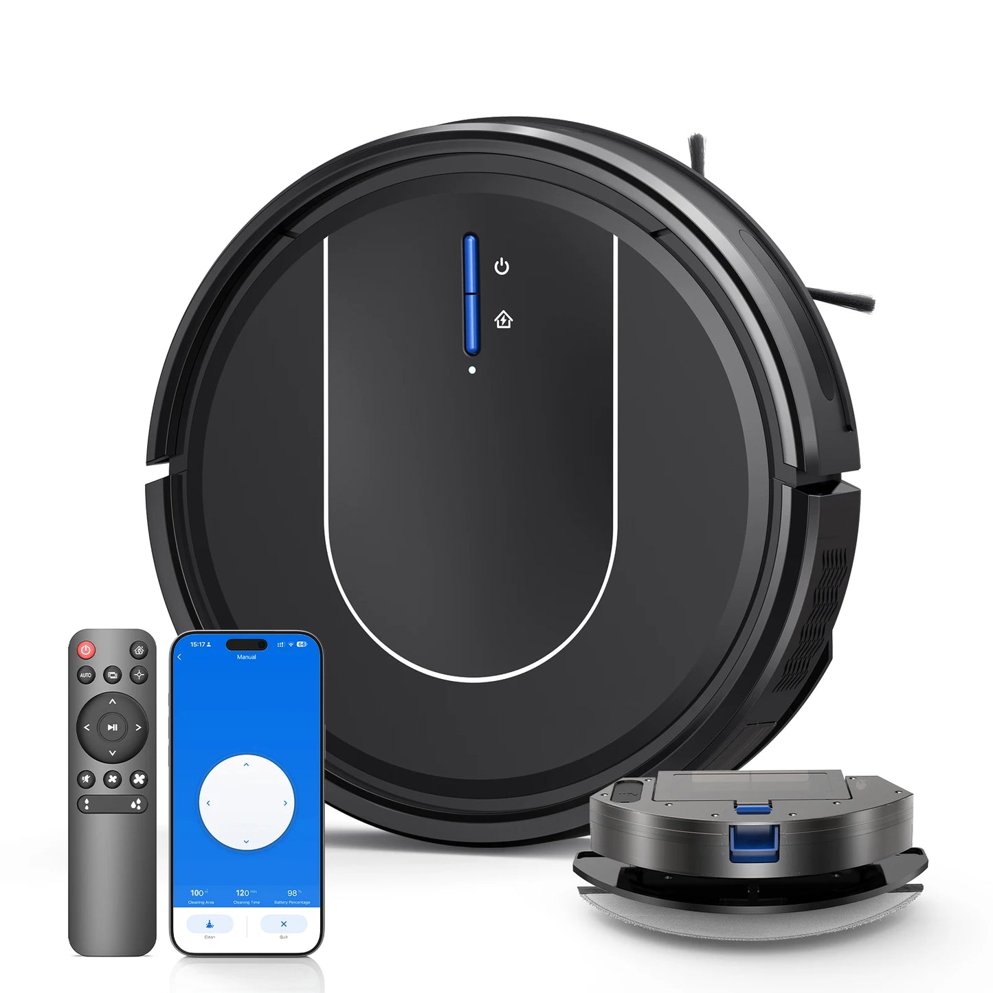 E2 Robot Vacuum Cleaner 3-in-1 Vacuum Floor Mop Cleaner with Auto-Charging 5000Pa Strong Suction Alexa/WiFi/App for Home Carpet Pet Hair Cleaning
