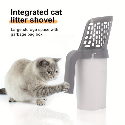 Cat Litter Scoop with Integrated Trash Can – Large Capacity Portable Waste Shovel - Pet Suppie