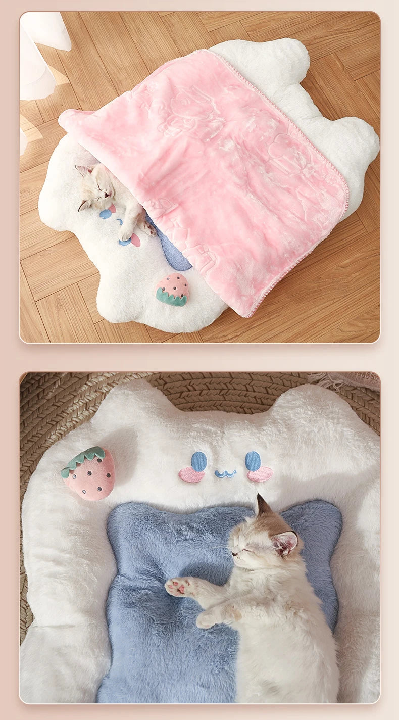 HOOPET Cat Mat  Cat Sleeping Cushion Cat Bed Pillow Mattress Pet Floor Mat Kennel Winter Warm Dog Mat Pet Supplies