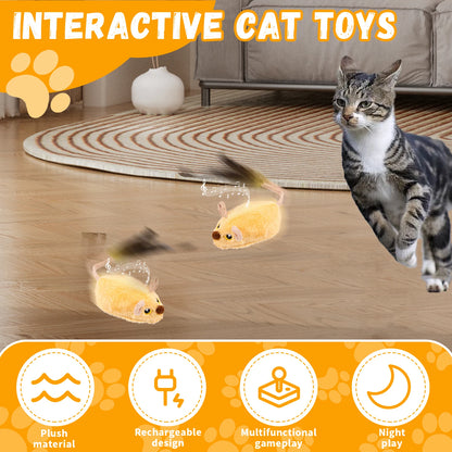 Cat Mouse Interactive Plush Toys LED Glow Electric Telecontrol Auto Rechargeable Pet Moving Mice Toy Realistic Kitten