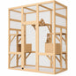 70in Outdoor Catio Cat Enclosure, Large Wooden Cat House With Waterproof UV Roof, 5 Platforms 2 Rest Boxes For Patio Backyard Cats