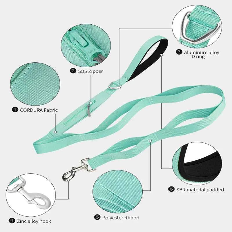 SMALL COMBINATION Lightweight Dog Leash for Small, Medium, Large Double Handle Dog Leash Puppy Pocket Designer running Pet Leash