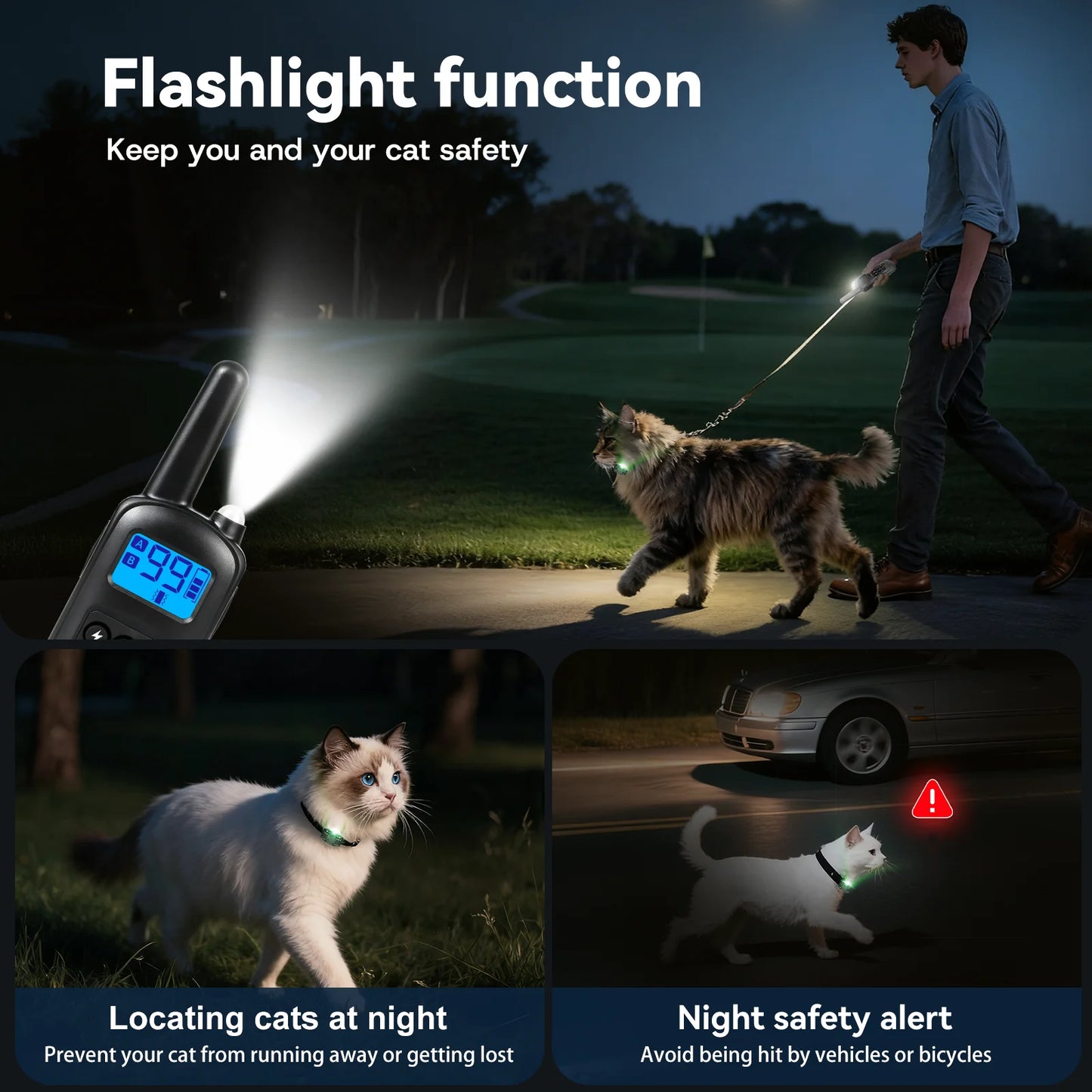 Cat Training Collar,Cat Shock Collar with Remote ,Cat Stop Meowing Collar, Remote Control/Waterproof Rechargeable