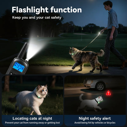 Cat Training Collar,Cat Shock Collar with Remote ,Cat Stop Meowing Collar, Remote Control/Waterproof Rechargeable